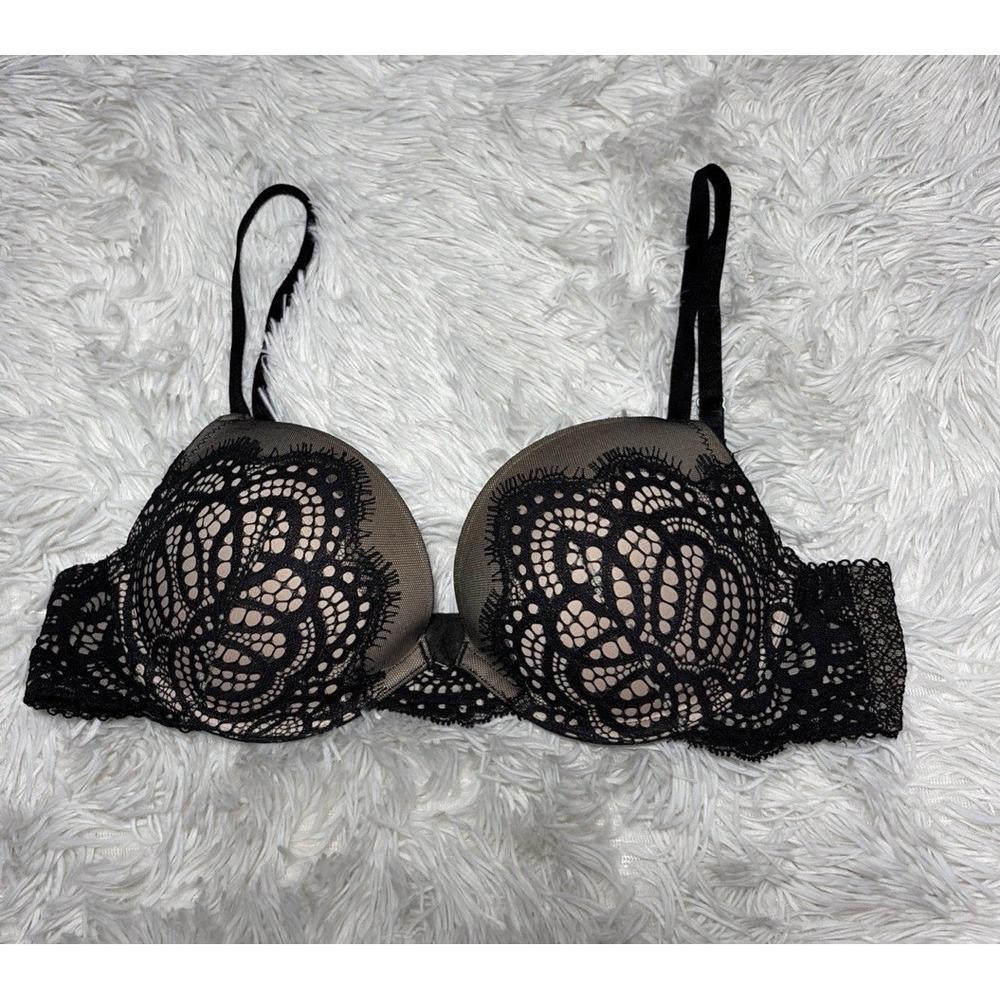 Victoria's Secret Dream Angel Bra Women's Size 34B Black Lace Underwire Push Up